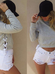 Load image into Gallery viewer, Lace-Up Long Sleeve Top