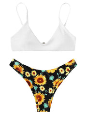 Load image into Gallery viewer, Sunflower Print Bikini Set