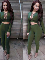 Load image into Gallery viewer, Long Sleeve Crop Top And Pants Sets