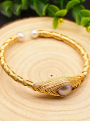 Load image into Gallery viewer, Adjustable Bangle w/ Natural Purple Fresh Water Pearl
