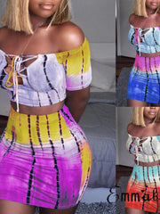 Load image into Gallery viewer, Crop Top Off Shoulder Lace Up Top and Skirt