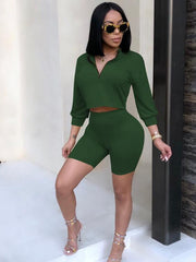 Load image into Gallery viewer, Two Piece Sets Crop Top High Waist Short - vendach