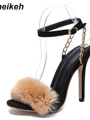 Load image into Gallery viewer, Furry Strap Heels