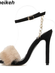Load image into Gallery viewer, Furry Strap Heels