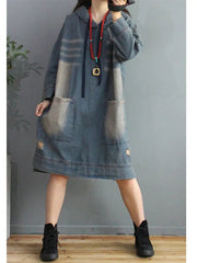 Load image into Gallery viewer, Oversized Hoodie Denim Dresses