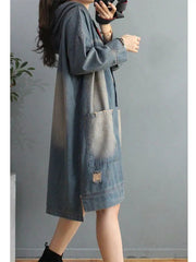 Load image into Gallery viewer, Oversized Hoodie Denim Dresses