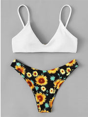 Load image into Gallery viewer, Sunflower Print Bikini Set