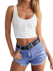 Load image into Gallery viewer, Cropped Tank Top with Buttons