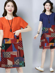 Load image into Gallery viewer, Patchwork Loose Dress