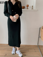 Load image into Gallery viewer, Hooded Knitted Dress