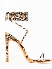 Load image into Gallery viewer, Strappy Snakeskin High Heels