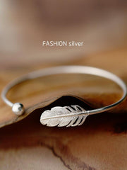 Load image into Gallery viewer, Silver Plated Feather Bracelets & Bangles - vendach