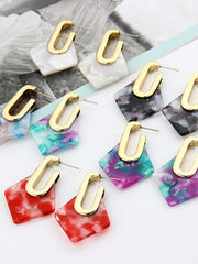 Load image into Gallery viewer, Vintage Acrylic Geometric Earrings