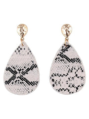 Load image into Gallery viewer, Leather Snake Print Drop Earrings