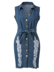 Load image into Gallery viewer, Button Down Denim Dress w/ Belt