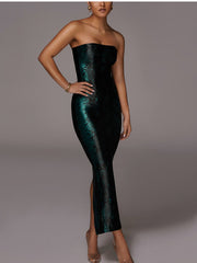 Load image into Gallery viewer, Off-Shoulder Snake Dress