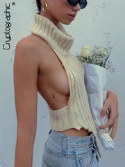 Load image into Gallery viewer, Knitted Turtleneck Crop Top