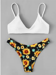 Load image into Gallery viewer, Sunflower Print Bikini Set