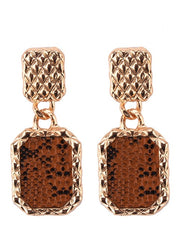 Load image into Gallery viewer, Leather Snake Print Drop Earrings