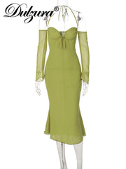 Load image into Gallery viewer, Chiffon Off-Shoulder Dress