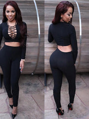 Load image into Gallery viewer, Long Sleeve Crop Top And Pants Sets