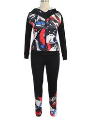 Load image into Gallery viewer, TWO PIECE SET Print Hoodies Tracksuit - vendach