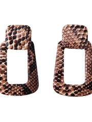 Load image into Gallery viewer, Leather Snake Print Drop Earrings
