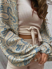 Load image into Gallery viewer, Two-Piece Short and Lantern Sleeve Top Set