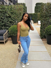 Load image into Gallery viewer, High Wait Stacked Denim Pants