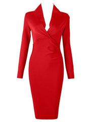 Load image into Gallery viewer, Deep V-Neck Long-Sleeve Dress