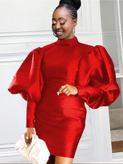 Load image into Gallery viewer, Long Lantern Sleeved Dress