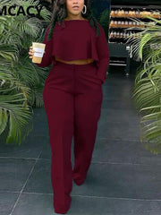 Load image into Gallery viewer, Long Sleeve Crop Top & Pants