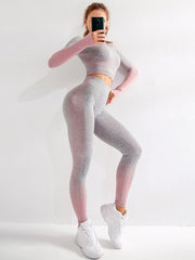 Load image into Gallery viewer, Long Sleeve Top & Legging Fitness Outfit