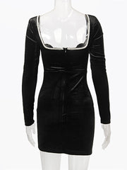 Load image into Gallery viewer, Long-Sleeve Velvet Dress