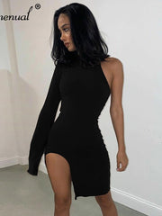 Load image into Gallery viewer, One Shoulder Long Sleeve Dress