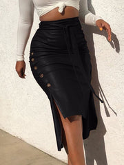 Load image into Gallery viewer, Asymmetrical Faux Leather Skirt