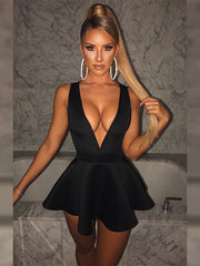 Load image into Gallery viewer, Deep V-Neck Petal Dress