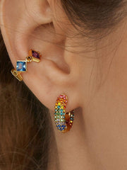 Load image into Gallery viewer, Women CZ Rainbow Earrings Cubic Zirconia - vendach