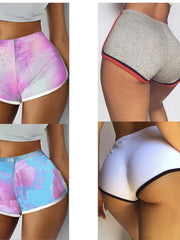 Load image into Gallery viewer, Pantalones cortos de verano para mujer, Shorts femeninos de cintura elástica con unión lateral y contraste, informales de retazos para playa, cortos con tinte para atar al cuerpo, 2020
