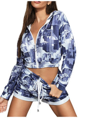 Load image into Gallery viewer, Two-Piece Tie Dye Zippered Hoodie and Short Set