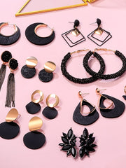 Load image into Gallery viewer, Black & Gold Acrylic Earrings