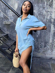 Load image into Gallery viewer, Drawstring T-Shirt Dress