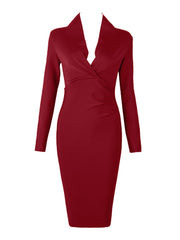 Load image into Gallery viewer, Deep V-Neck Long-Sleeve Dress