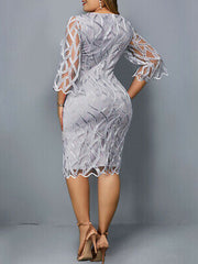 Load image into Gallery viewer, Elegant Dress With Sheer Sleeves