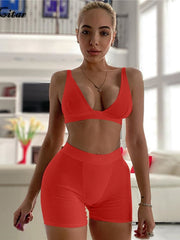 Load image into Gallery viewer, Crop Tank Top & Track Shorts