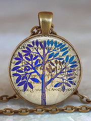 Load image into Gallery viewer, Tree Of Life Glass Cabochon Statement Necklace