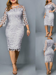 Load image into Gallery viewer, Elegant Dress With Sheer Sleeves