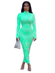 Load image into Gallery viewer, Ruched Tie Dye Bodycon Dress