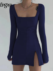 Load image into Gallery viewer, Square Neck Ribbed Dress