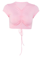 Load image into Gallery viewer, Front Drawstring Crop-Top